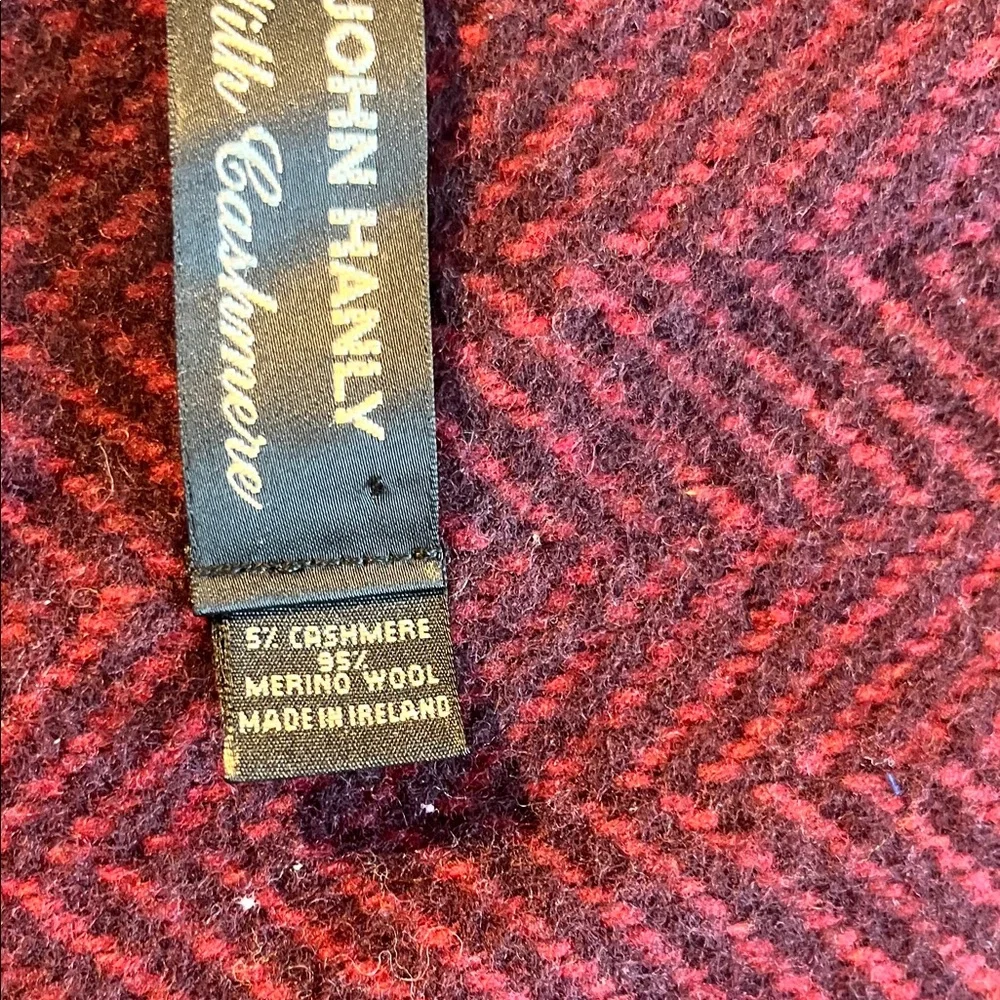 100% Natural Fibers Merino Wool & Cashmere Blend John Hanly Men’s Scarf Burgundy